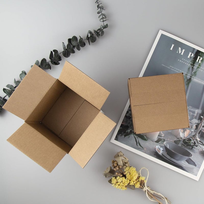 HESESOH 4x4x4 Inches Shipping Boxes Set of 40, Brown Corrugated Cardboard Box Literature Mailer for Packing Small Business - Image 5
